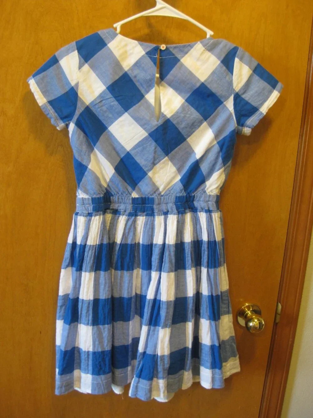 Crewcuts Girls Blue White Gingham Checked Summer Spring Dress Size 12 JCrew